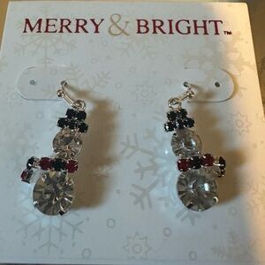 Merry and Bright snowmen crystal earrings, purchased at Dillards and never worn.